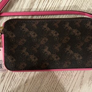 Coach Brown and pink Wristlet/Crossbody